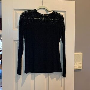 NWOT Lauren Ralph Lauren Black Lace Top sz M